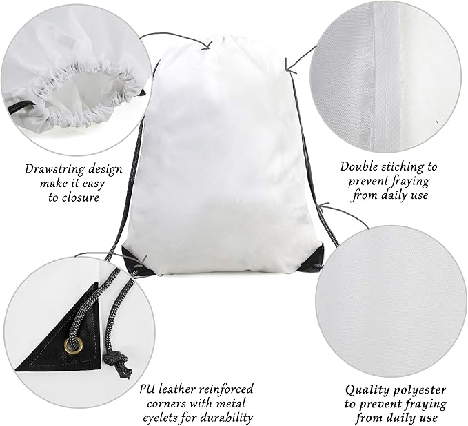 BeeGreen Drawstring Backpack Bags 20,30,50 Packs Reflective String Bags for Gym Sport Trip Cinch Sack DIY for Women Men