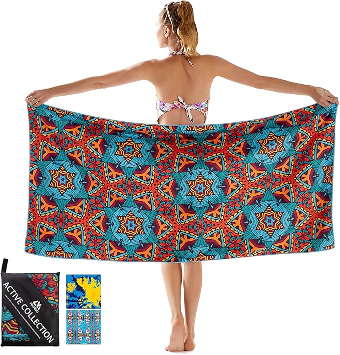 AKASO Microfiber Beach Towel Super Absorbent Quick Fast Dry Sand Free Oversized 63x31 inches Lightweight Towel, Pefect for Adults, Travel, Gym, Camping, Pool, Yoga, Outdoor and Picnic