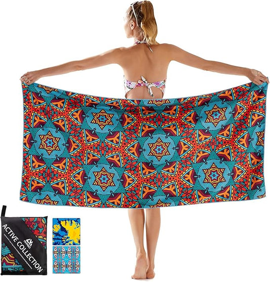 AKASO Microfiber Beach Towel Super Absorbent Quick Fast Dry Sand Free Oversized 63x31 inches Lightweight Towel, Pefect for Adults, Travel, Gym, Camping, Pool, Yoga, Outdoor and Picnic
