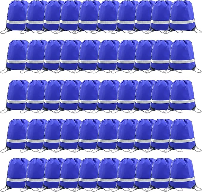 BeeGreen Drawstring Backpack Bags 20,30,50 Packs Reflective String Bags for Gym Sport Trip Cinch Sack DIY for Women Men