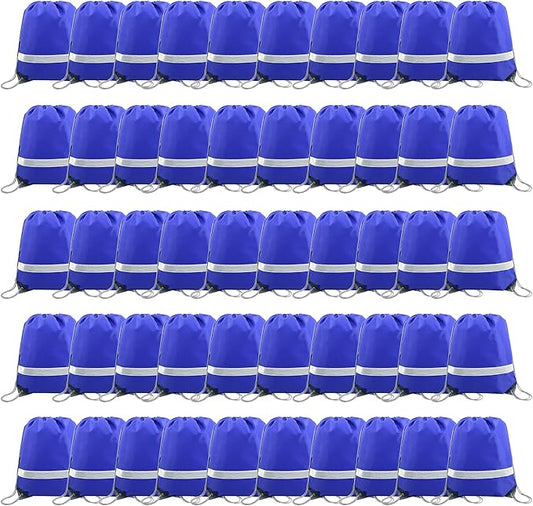 BeeGreen Drawstring Backpack Bags 20,30,50 Packs Reflective String Bags for Gym Sport Trip Cinch Sack DIY for Women Men
