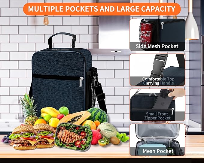 Lunch Box for Men - Reusable Lunch Bag Men Adult Women- Insulated Small LunchBox
