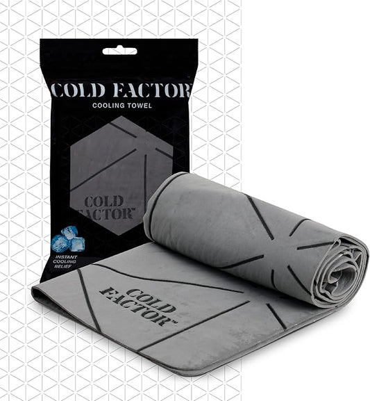 COLD FACTOR Cooling Neck Towel-Chill Pad Lasts 5 Hours Premium PVA Cooling Towel for Neck and Face-UPF 50+(Gray)