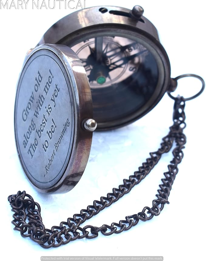 MARY NAUTICAL- Grow Old Along with Me Anniversary Compass Gift for Him or Her, Romantic Gift Ideas for Husband or Wife, Wedding Anniversary Decorations, Our Wedding for Men