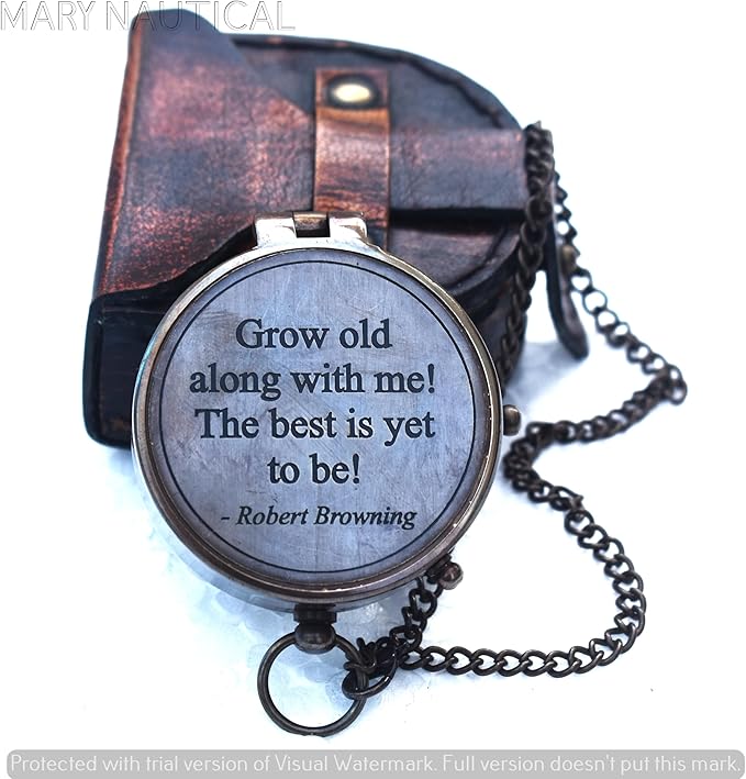 MARY NAUTICAL- Grow Old Along with Me Anniversary Compass Gift for Him or Her, Romantic Gift Ideas for Husband or Wife, Wedding Anniversary Decorations, Our Wedding for Men