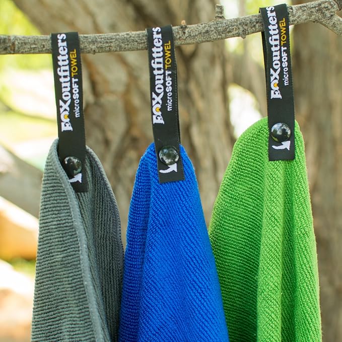 Microsoft Towel - Ultra Compact Soft Dry Microfiber Camping & Travel Towel with Hang Loop Snap. Lightweight & Great for Backpacking, Hiking, Sports. (Grey, Medium)