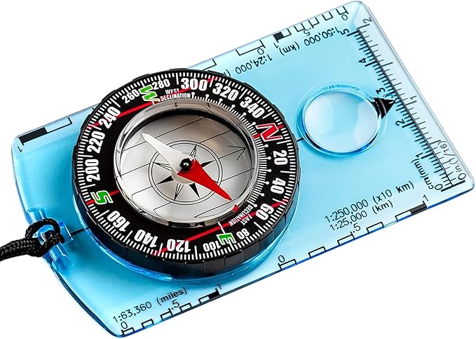 Pack of 2 Orienteering Compass Hiking-Compasses boy Scout Kids- Magnetic Gear Set Navigation map- Brujulas orientacion-Backpacking Camping Hunting Survival.