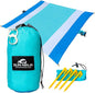 SUN NINJA Sand-Free Beach Blanket - 10ft X 9ft Lightweight Outdoor Blanket with Storage, Bottle Opener, Carabiner, Shoulder Strap, Corner Sand Pockets & 4 Stakes