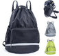 Swim Beach Sports Drawstring Backpack - Gym Bag with Shoes Compartment and Waterproof Pocket for Gym Accessories, Swim Essentials - Kids Mens Beach Workout Bag