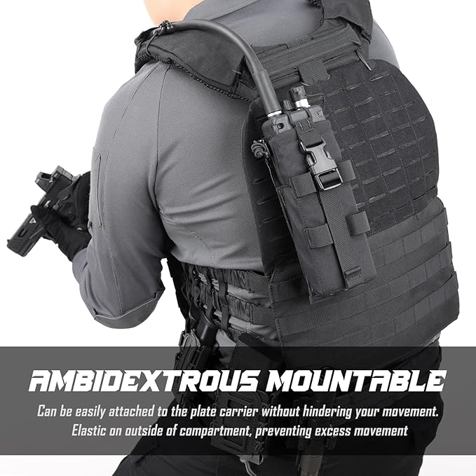 Tactical Radio Holster, Molle Radio Pouch Radio Holder of Single-Handed Operation for Duty Belt Vest Compatible with PRC 152/148 Mainstream Military Intercom Models