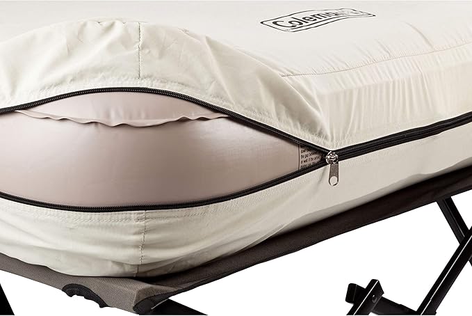 Coleman Camping Cot Air Mattress & Pump Combo Folding Camp Cot & Air Bed with Side Table & Battery-Operated Pump Great for Comfortable Outdoor Sleeping & Camping