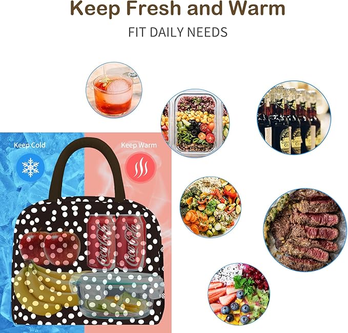 Lunch Bag Lunch Box for Women Men Reusable Insulated Lunch Tote Bag,Leakproof Thermal Cooler Sack Food Handbags Case High Capacity for Travel Work Picnic Beach