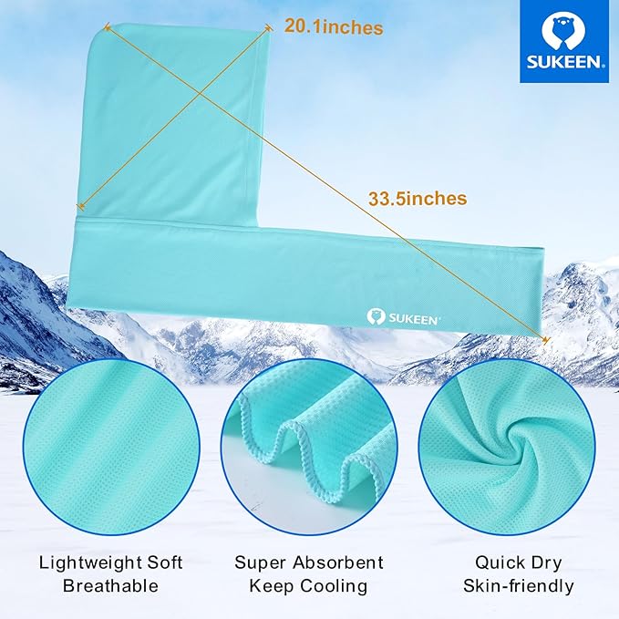 Sukeen Cooling Hoodie Towel - The Ultimate Accessory for Staying Cool and Comfortable in Hot Weather, Works Like Traditional Cooling Towels and with More Coverage and Style