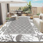 Vaukki Reversible Rugs, Plastic Straw Outdoor Doormat, Fade Resistant Plastic Outdoor Patio Mat, Lightweight Ocean Area Carpet for Patio, RV, Camping, Beach, Deck, Backyard and Picnic (Grey, 8'x10')