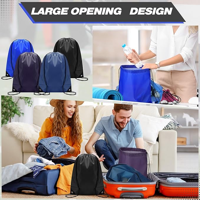 Shappy 50 Pcs Drawstring Backpack Bulk Sports Gym Cinch Bag Polyester String Bag for Men Women Children(25 Colors)