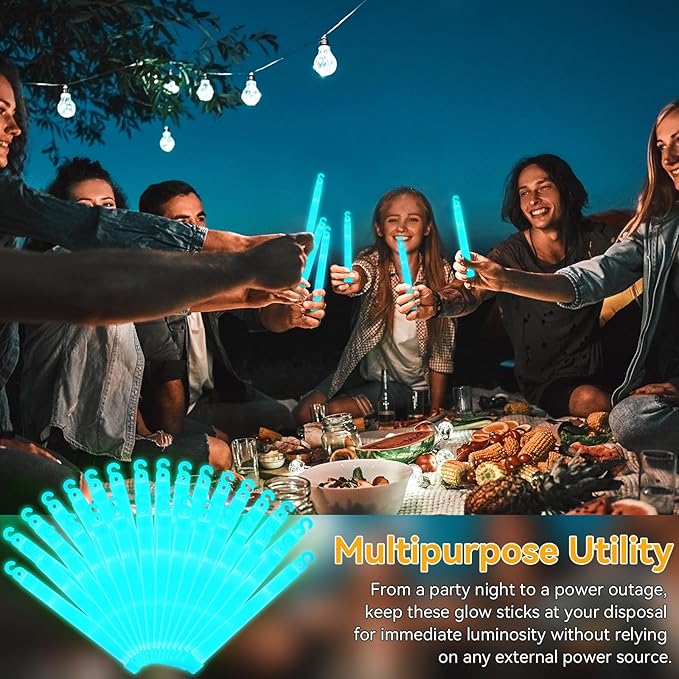 Shappy 30 Pcs 6 Inch Glow Sticks with 12 Hour Duration Bright Emergency Light Sticks for Camping Hiking Activities Glowsticks for Party Bulk Accessories