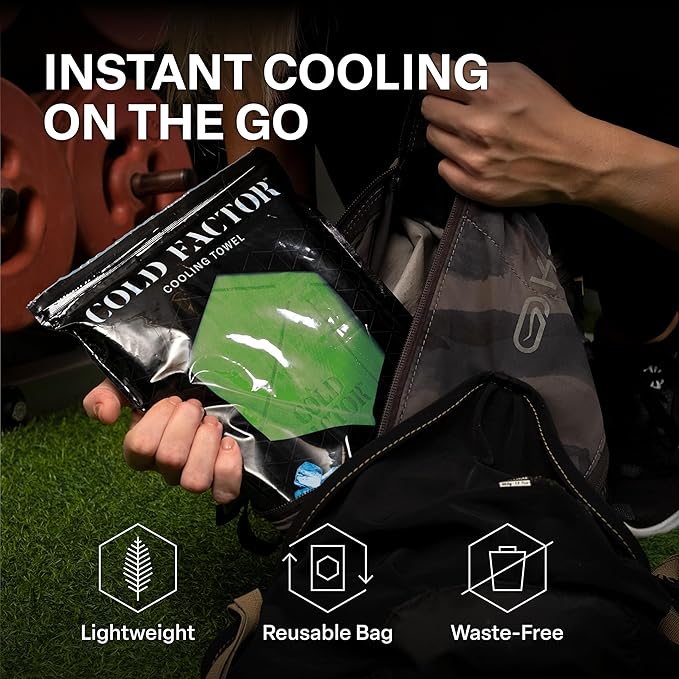 COLD FACTOR Premium Cooling Neck Towel 13" x 29.5" (Lime)