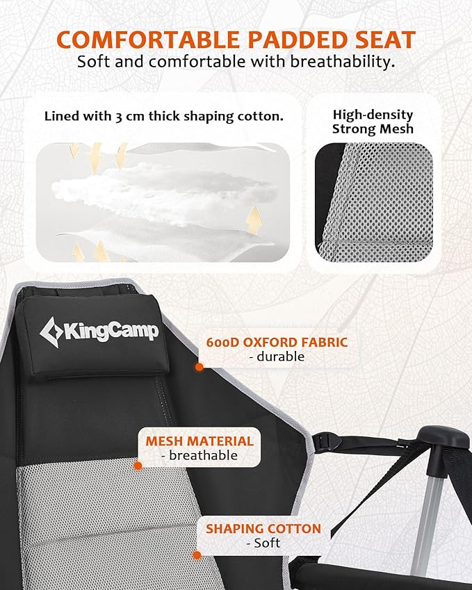 KingCamp Hammock Camping Chair, Swinging Portable Folding Camp Chairs for Adults 400lbs Heavy Duty Foldable Oversized Rocker with Aluminum Alloy Frame Cup Holder Pillow for Outdoor Beach Patio Sport