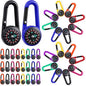TOODOO 32 Pcs Compass Keychain for Kids Adventure Camping Small Keychain Belt Clips With Holes Compass Metal Buckle Keychain Outdoor Camping Party Favors