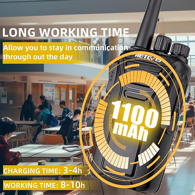 Retevis RT27 Walkie Talkies for Adults, Heavy Duty Two Way Radios, VOX Hands Free, Local Alarm, Rugged 2 Way Radio (6 Pack) with Six-Way Charger, for School Construction Site Manufacturing Restaurant
