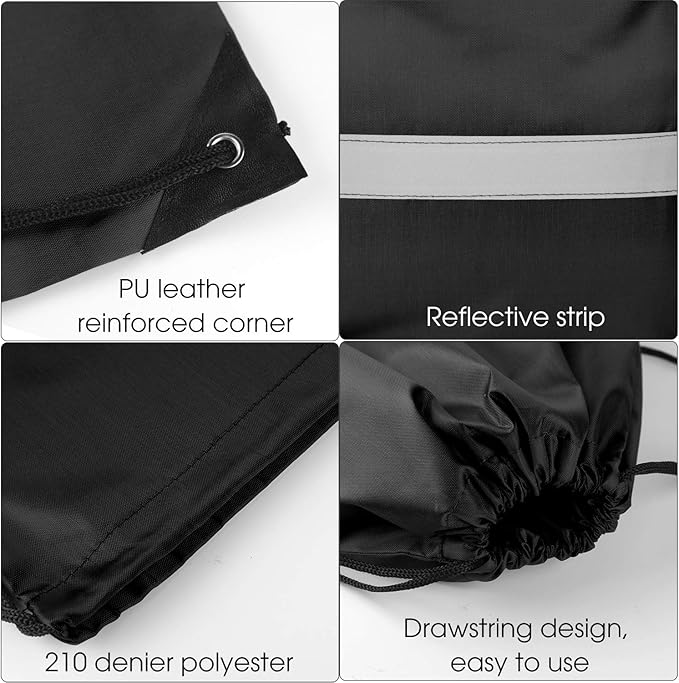 KUUQA 12 Pcs Drawstring Backpack Bag Bulk Reflective Backpack Black String Bags Cinch Sack Backpack for Team Yoga Sport Gym Traveling