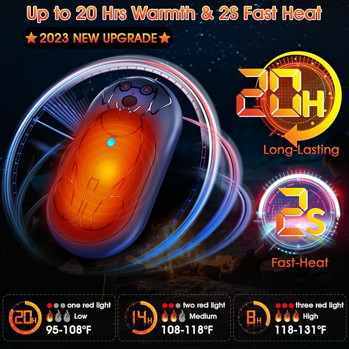 Rechargeable Hand Warmers 6000mAh Portable: Aleath Warm Gifts for Outdoor Hunting Camping - 2 Pack Electric Hot Handwarmers for Women Men