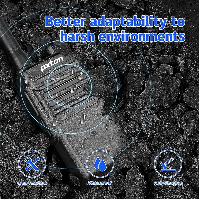 Waterproof walkie talkies Long Range for Adults, Work,and Outdoor with earpieces and Fast Charger Dock，Handheld Two Way Radio Rechargeable NOAA walkie Talkie (6 Pack)