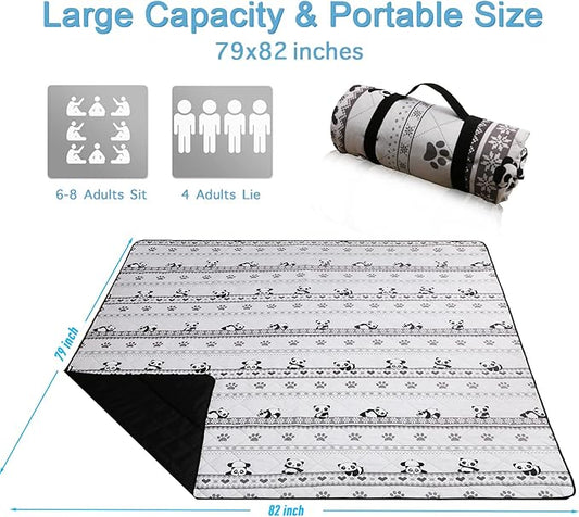 Picnic Blanket Extra Large(79" x 82"), 3-Layer Thickening Camping Blanket, Machine Washable Outdoor Blanket, Wear-Resistant, Soft and Comfortable, Sandproof Beach Mat for Beach, Park, Lawn