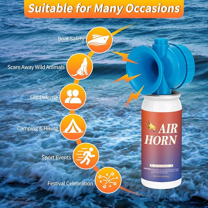 Air Horns, Air Horn Can for Safety Loud Marine Air Horns Can 1.4OZ Mini Small Handheld Air Horn for Boat Air Horns for Sporting Events Emergency Use Camping Hiking Outdoor