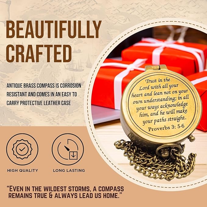 Brass Compass, Birthday Christmas Graduation Day Gift for Teenage Boys Girls Men Women