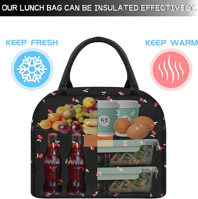 Cute Lunch Bag Women with Placemats, Insulated Lunch Box for Women, Placemats Keep Clean and Hygienic Durable Leakproof Thermal Bag High Capacity for Travel Picnic Insulated Lunch Bag