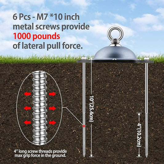 Dog Tie Out Cable and Stake, 360° Swivel Dog Stake with 30FT Wire Cable and 6 Stainless Steel Screw Anchors, No Tangle Heavy Duty Dog Runner for Large Dogs Up to 150LBS for Yard Park Outdoor Camping