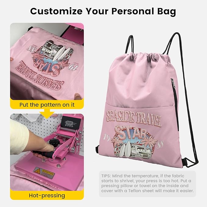 Vorspack Drawstring Backpack Water Resistant String Bag Sports Sackpack Gym Sack with Side Pocket for Men Women