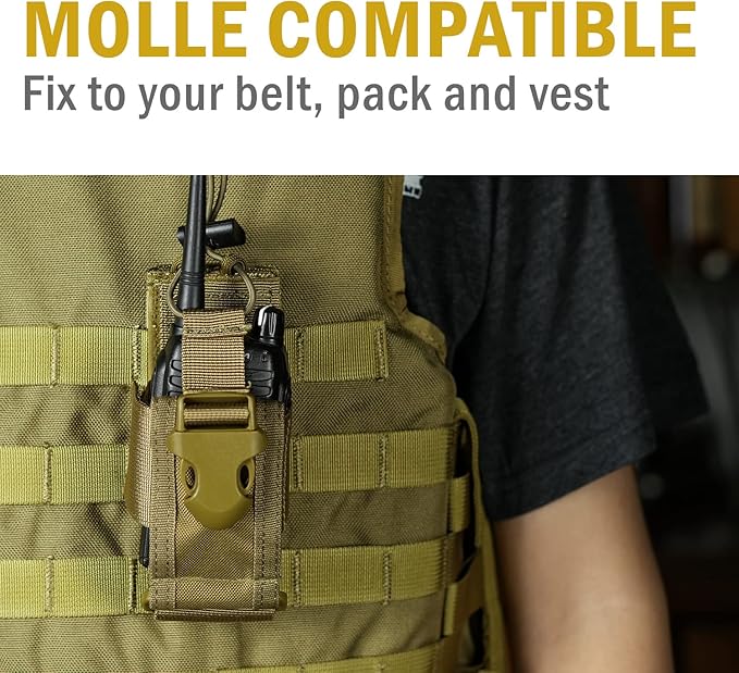 VIPERADE Radio Holster, MOLLE Radio Pouch for Vest, Universal Walkie Talkie Holster Radio Holder for Duty Belt, Police Radio Holder Tactical Radio Pouch for Baofeng, Motorola