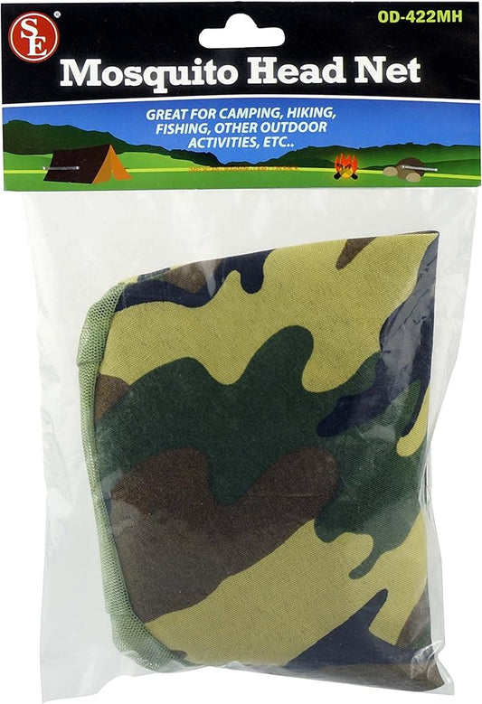 SE Camouflage Mosquito Head Net - One Size Fits Most, Foldable & Breathable, for Outdoor Protection - OD-422MH