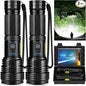 Flashlights LED High Lumens Rechargeable, 990,000 Lumen Super Bright Flashlight, USB Fast Charging High Powered Flash Light, Powerful IPX7 Waterproof Handheld Flashlights for Home,Camping(2 Pack)