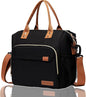 Black Lunch Box for Women Insulated Lunch Bag for Work - Adult Stylish Lunch Tote Bag for Shopping Soft Cooler for Beach Picnic Travel