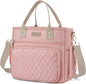 Large Women Lunch Bags for Work/Insulated Adult Lunch Box for Women/Durable Nylon Thermal Lunchbox for Womens/Leakproof Cooler Tote Bag with Storage Pocket (pink with cotton strap)