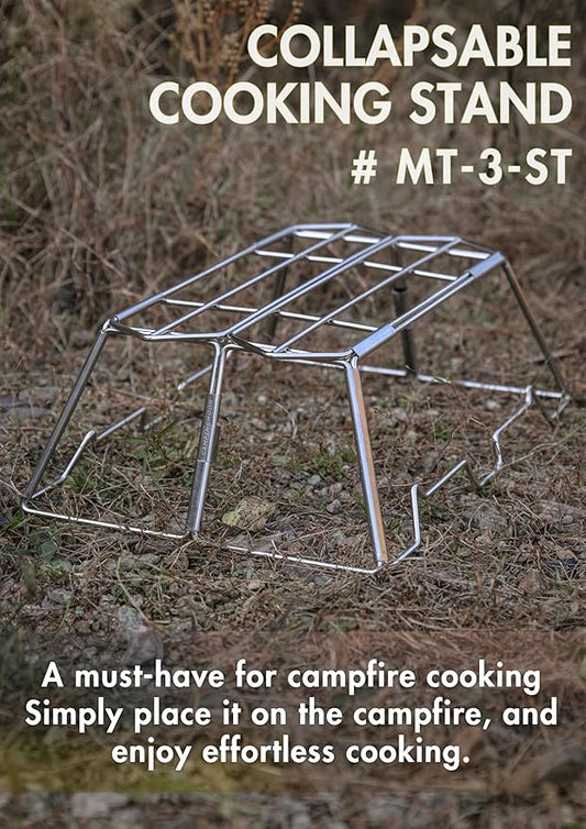 CAMPINGMOON Collapsable Cooking Stand Trivat Stainless Steel for Campfire Open Fire Camping Outdoor MT-3-ST