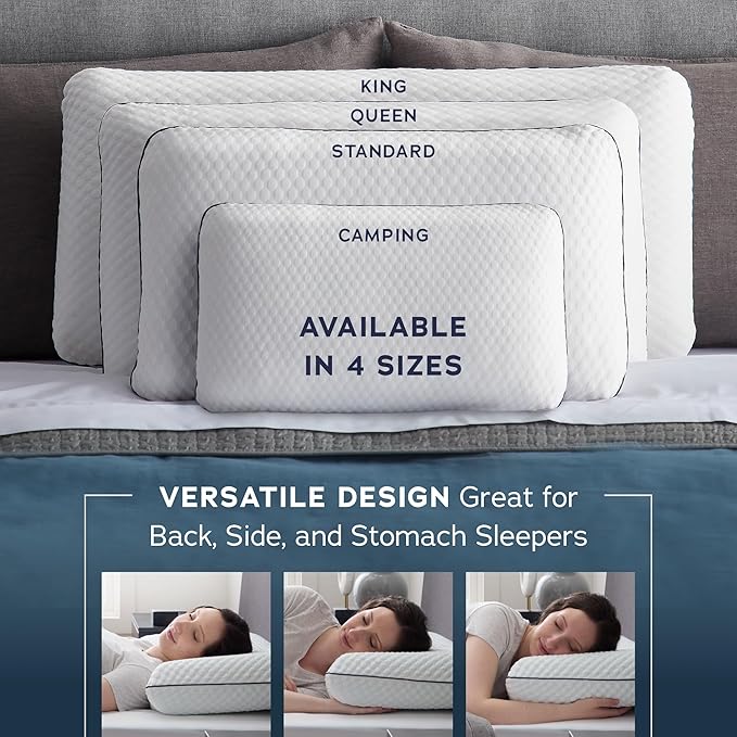 WEEKENDER Gel Memory Foam Pillow - King Size - 1-Pack - Medium Plush Feel - Neck & Shoulder Support - For Back, Side, & Stomach Sleepers - Home, Hotel, & Hospital Essentials