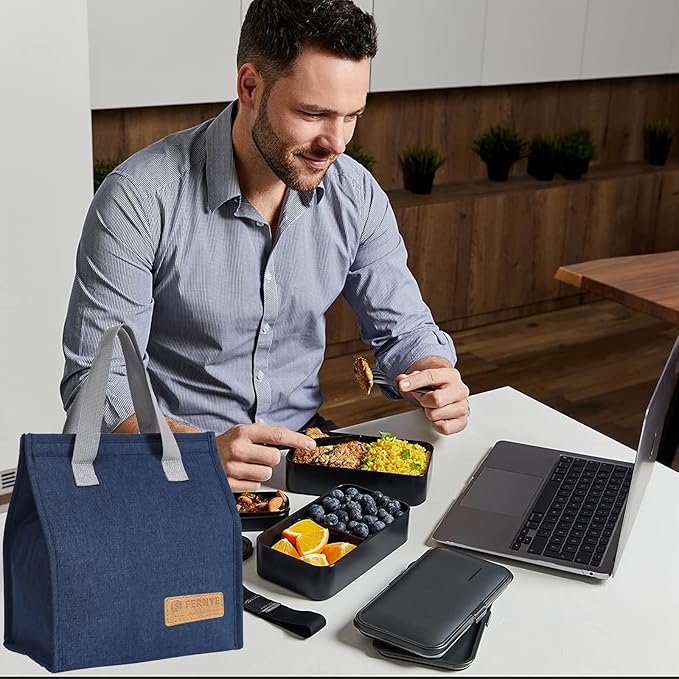 Lunch Bag for Women/Men,Waterproof Reusable Portable Lunch Tote,Lunch Box Bag.Thermal Cooler Bag Ideal for Work/Party/l/Travel/Picnic (Light Blue)