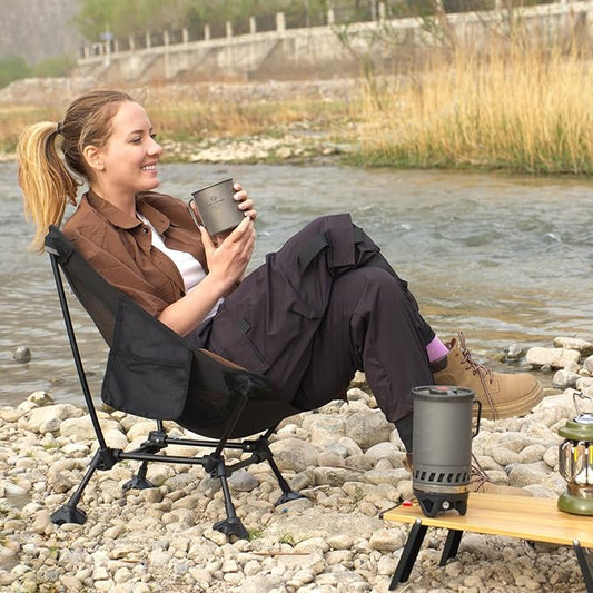 ATEPA Backpacking Chair, Ultralight Folding Portable Small Camping Chairs for Adults Compact Foldable Beach Seat with Anti-Sinking Feet & Aluminum Frame for Outdoor Hiking Travel Fishing