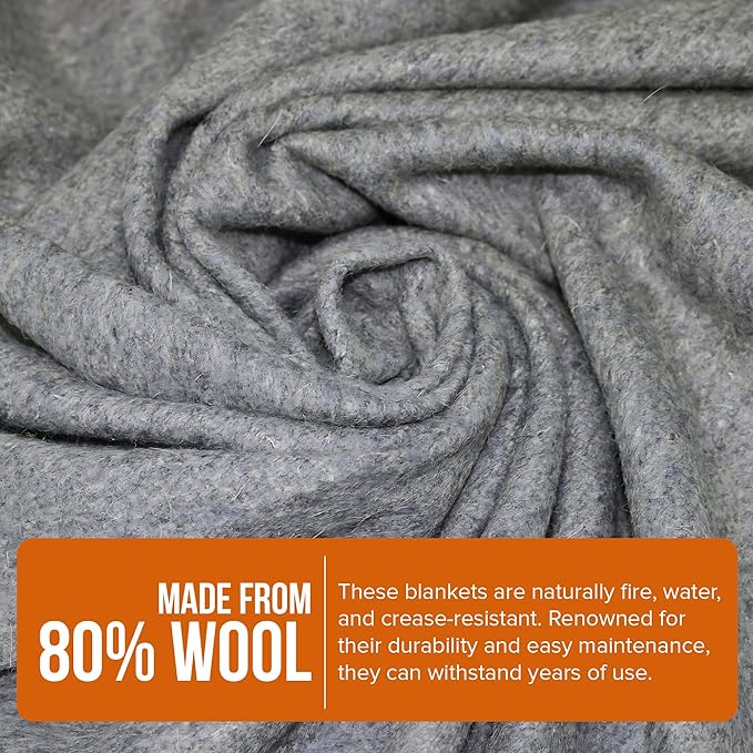 copa Outdoors Extra Large 4.5 lbs Wool Blanket 90"x66" Camping Blanket Thick Outdoor Blanket w Carry Strap and Front Cell Phone Pocket Camping Blankets for Cold Weather