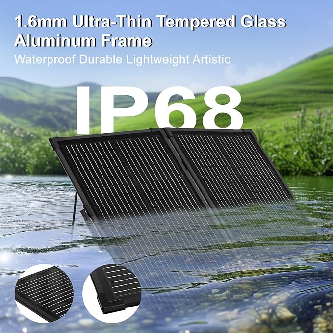 100 Watt Portable Solar Panel Kit with 10A PWM Controller,23.5% High Efficiency & IP68 Waterproof,Foldable Lightweight Design for RV/Camping/Battery,Off-Grid Power Stations,Camping Essentials
