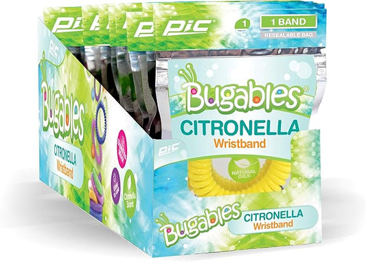 PIC Bugables Citronella Scented Coil Wristbands, Reusable and Resealable, One Size Fits All (Pack of 24)