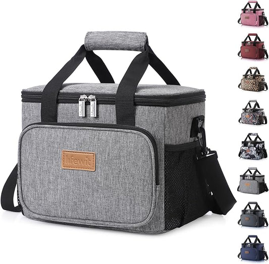 Lifewit Large Lunch Bag Insulated Lunch Box Soft Cooler Cooling Tote for Adult Men Women, Gray 12-Can (9L)