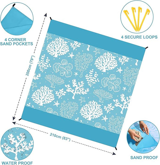 AISPARKY Beach Blanket Waterproof Sandproof Extra Large Beach Mat Quick Drying Outdoor Picnic Durable Portable Blanket for Travel Camping Hiking Beach Festival Picnic