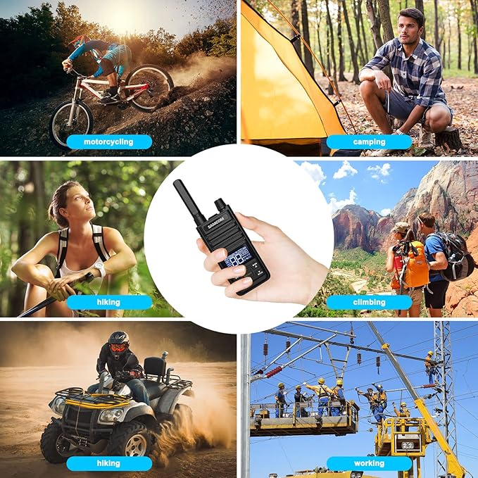 Samcom T2 GMRS Two Way Radio, 2 Watt Long Range Walkie Talkies for Adults, 121 Privacy Codes Type C Rechargeable Walkie Talkies with USB Earpiece, NOAA Weather Alerts, Scan, Group Talk(2 Pack Black)