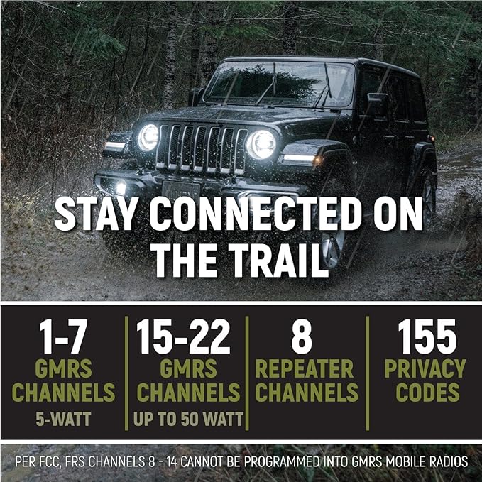 Rugged Radios GMRS 45 Watt Long Range Two Way Mobile Radio Kit for Overlanding Off Road Farming