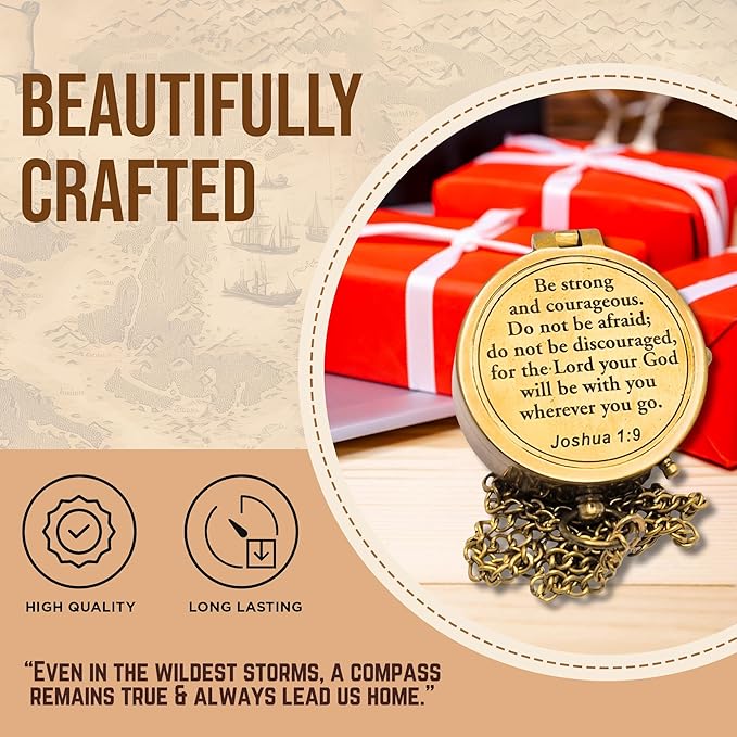 Brass Compass, Birthday Christmas Graduation Day Gift for Teenage Boys Girls Men Women